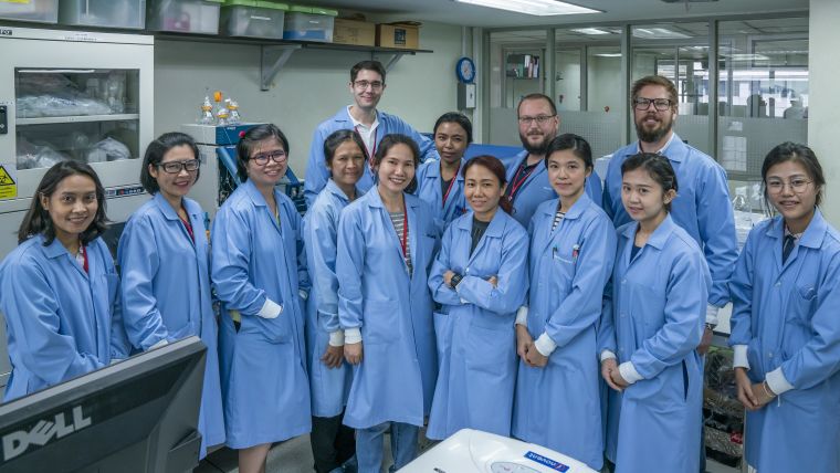 A group picture of the Clinical Pharmacology team in the laboratory
